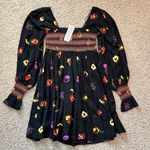 Urban Outfitters NWT  UO Isobel Smocked Mini Frock Dress Black Floral Size XS Photo 0