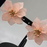 Frosted Peach Acrylic Flower Necklace and Earrings Set Orange Photo 3