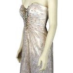 La Femme  strapless sweetheart white gold foil jewelled sequin gown size 2 Photo 8