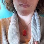 Red Cinnabar Carved Pendant Necklace Green Jade‎ Stone Asian Symbol Chain Photo 8