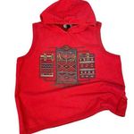Bonjour Vintage Sleeveless Hoodie Red Southwest Aztec Plus Size 18/20 90s Retro Photo 0