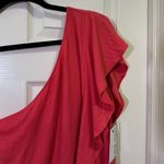 Nine West  Women’s One Shoulder Flutter Sleeve Shirt Size XL Coral Pink NWT Photo 1