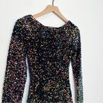 Selfie Leslie Demure Long Sleeve Open Back Dress Sequin Multi size Small Photo 4