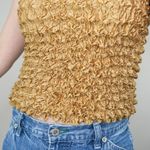 Vintage 90s Gold Brown Bubble Popcorn Shirt Size M Photo 4