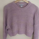 Urban Outfitters  Lilac Knit Ribbed Drop Shoulder Cropped Sweater Size Medium Photo 4
