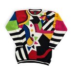 Vintage I.B. Diffusion 90s Colorful Beaded Geometric Patterned Sweater Dress M Size M Photo 3