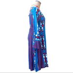 Aztec Print Dress Blue Red White Black Bell Sleeves Small S NWT Photo 3