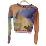 Expired Girl X Heeyajenny Mesh Multi Color Top Y2K Lettuce Hem Size Medium Pink Photo 1