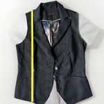 Ted Baker London Button Down Wool Vest Women Size 3 Satin Vivid Back Tux Collar Black Photo 6
