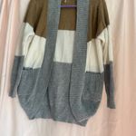 Gray and White Chunky Knit Cardigan Sweater Size L Photo 1