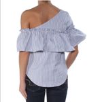 Bar III Ruffled Striped Asymetrical Neckline top Photo 1