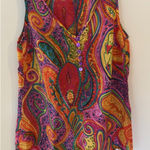 Trina Turk Silk Paisley V Neck Sleeveless Tank Top Blouse Women's Size S Photo 0