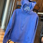 Scuba Neck Hoodie Cotton Periwinkle Blue Sweatshirt Cotton Knit Pullover Women S Photo 0