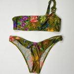 Zimmermann NWOT  Tropicana Asymmetrical Bikini Set in Khaki Floral Size 4 Photo 1
