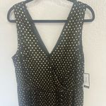 Nine West Double V-Neck Surplice Polka Dot Dress Fit Flare Black / Gold Size 16 Photo 4