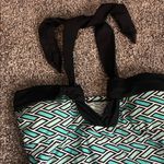 st. john's bay St. John bay NWT sz 8 Black Blue Geometric Tankini v neck halter swim Top Photo 1