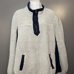 Mia & Tess Sherpa Pullover Womens XL Gray Navy Quarter Zip Fleece Sweater Cozy Photo 0