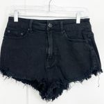 BDG Size 27 Black Super High Rise Dolphin Frayed Distressed Denim Jean Shorts Photo 0
