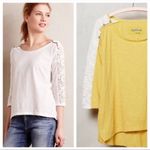Anthropologie π΅ SALE 3/$25 ANTHRO LITTLE YELLOW BUTTON MABEL 3/4 SLEEVE TOP XS Photo 1