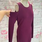 Eliza J Women's Cold Shoulder Midi Sweater Burgundy Dress Size L Photo 2