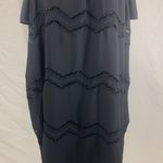 Loft Ann Taylor Embroidered Chevron Black Cold Shoulder Mini Dress Size M NWT Photo 2