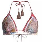 Aurum Halter Neck Geometric Triangle Bikini Top Tassel Tie Padded Size 6 New Pink Photo 0