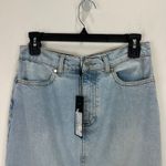 Gianni Bini  Denim Midi Skirt Front Slit Rigid High Waist Blue US 2 NWT Photo 2