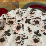 ZARA Off White Pink Brown Floral Print Chunky Heavy Crewneck Sweater Women’s Medium Photo 2