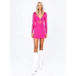 Princess Polly New Hot Pink Low Cut Long Sleeve Bodycon Mini Dress Sexy Size 12 Photo 1