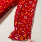 Free People  Babydoll Mini Dress Red Floral Long Sleeve Lined Size 4 Photo 6
