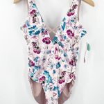 The Bikini Lab Swimsuit Size Large Reversible One Piece Floral Solid Beach NWT Photo 0