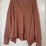 Free People Coraline oversized waffle knit vneck long sleeve thermal top Large Photo 1
