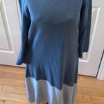 H by Halston Halston blue crewneck 3/4 sleeve asymmetrical tunic style dress Photo 2