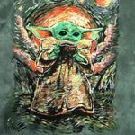 Star Wars Baby Yoda  Starry Night Longsleeve Crop T-Shirt Medium Photo 1
