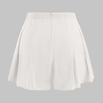 Micas White Linen Pleated Zipper Shorts Trousers Vacation Summer Trendy Photo 1