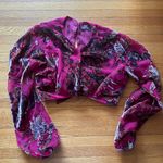 Nasty Gal Velvet Keyhole Crop with Billow Sleeves and ties, Size 4. Photo 0