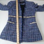 ZARA  Tweed Blazer Women Small Parisian Preppy Luxury Old Money Classic Textured Photo 12