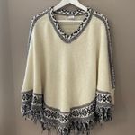 Earthbound Tribal Fringe Cape Sweater Beige Small Photo 0