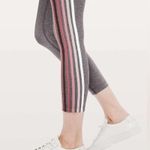 Lulu Lemon Gray Purple, Pink, & White Striped Leggings Photo 2