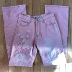 Vintage Embellished Pink Flare Jeans Size 2 Photo 0