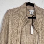 Cupcakes & Cashmere Tan Cable Knit Zip Short Sleeve Cardigan Sweater Womens M Size M Photo 5