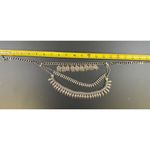 Vintage Women's Silvertone Bib Chain 3 layers Coin & Fringed Necklace SKU 5276 Silver Photo 4