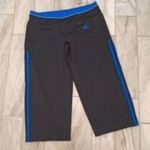 Adidas NEW women's small black/blue Climalite 3-stripe capri yoga pants MSRP $65 Photo 0