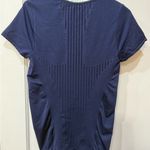Athleta  Navy Blue Short Sleeve Stretch Fitness Exercise Running Shirt Top EUC Md Photo 1