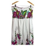 Magic  Womens Strapless Maxi Dress‎ 1X White Cotton Floral Boho Smocked Cottage Photo 2