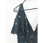 Mac Duggal 4988 Black Bead Embellished Drop Shoulder V-Neck Midi Dress Size 8 Photo 5