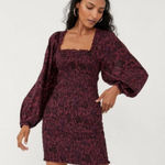 Free People Free‎ People Smock It To Me Mini Dress Purple Floral Long Sleeve Size XS Photo 0
