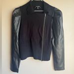 EXPRESS Women's Black Leather Sleeve Jacket Sz small Photo 0
