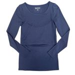 Quince  Jersey Maternity Nursing Long Sleeve Tee Top Blouse Shirt Navy Blue XS Photo 0
