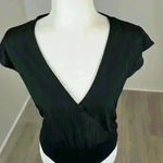 Paper Crane  Black Short Sleeve V-Neck Bodysuit Size M Photo 1